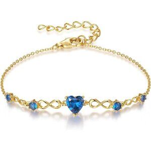 Infinity Heart 5 Birthstone Adjustable Bracelet - 18K Gold 12 Dec